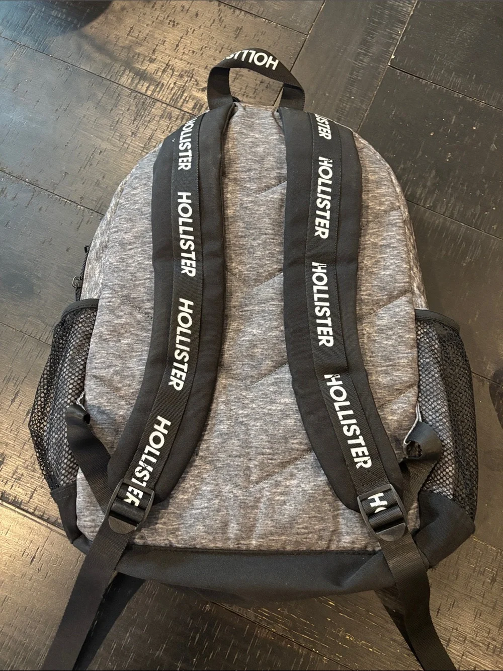 Hollister Heather Black White School College Backpack with Black Base